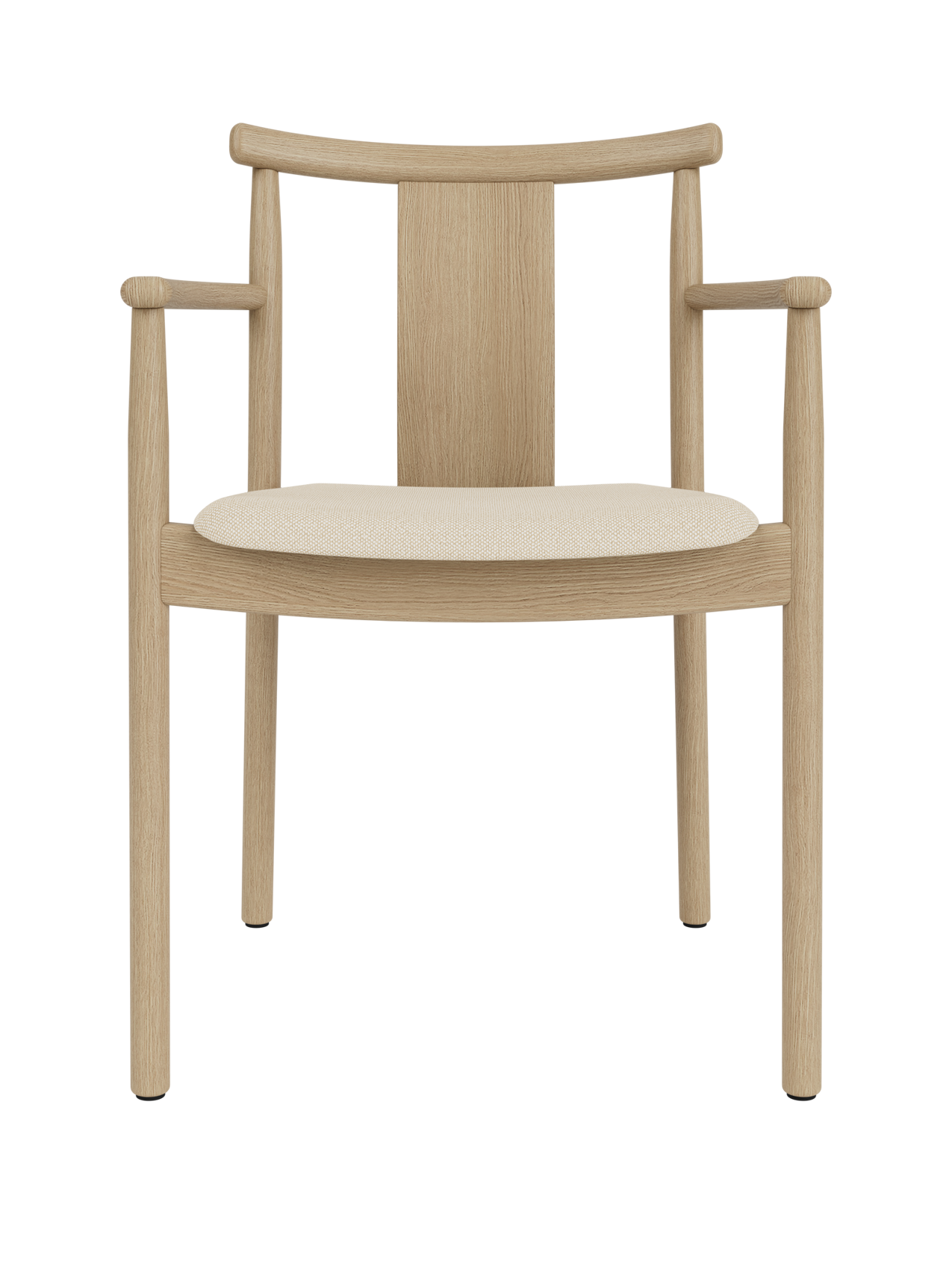 Merkur Dining Chair with armrests in natural oak with a light beige Hallingdal 65 200 upholstered seat.