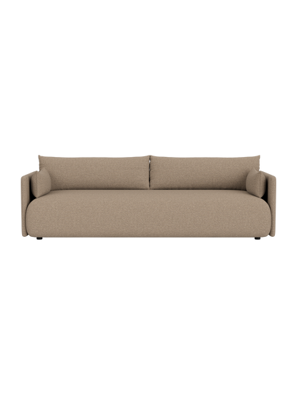 Offset Loose Cover three-seater sofa in Logan Flint, featuring a relaxed architectural silhouette and textured fabric.