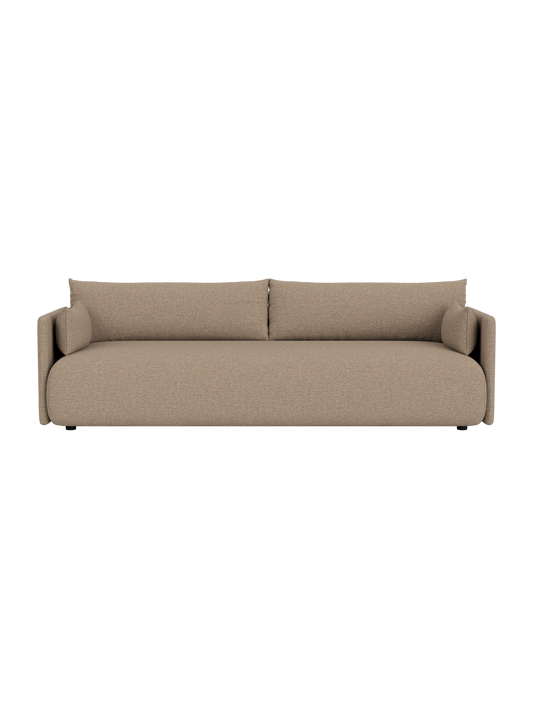 Offset Loose Cover three-seater sofa in Logan Flint, featuring a relaxed architectural silhouette and textured fabric.