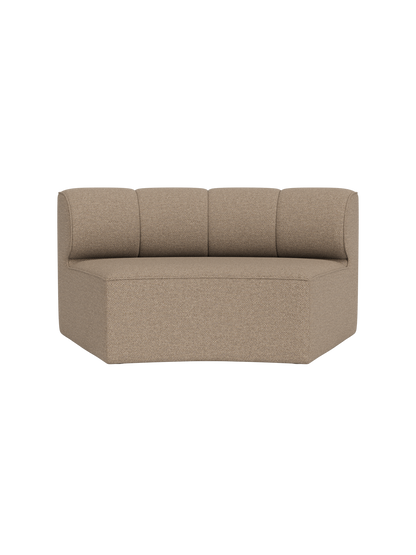 Concave Eave Seamline Modular Sofa in Logan Flint fabric with a curved backrest and textured taupe upholstery.