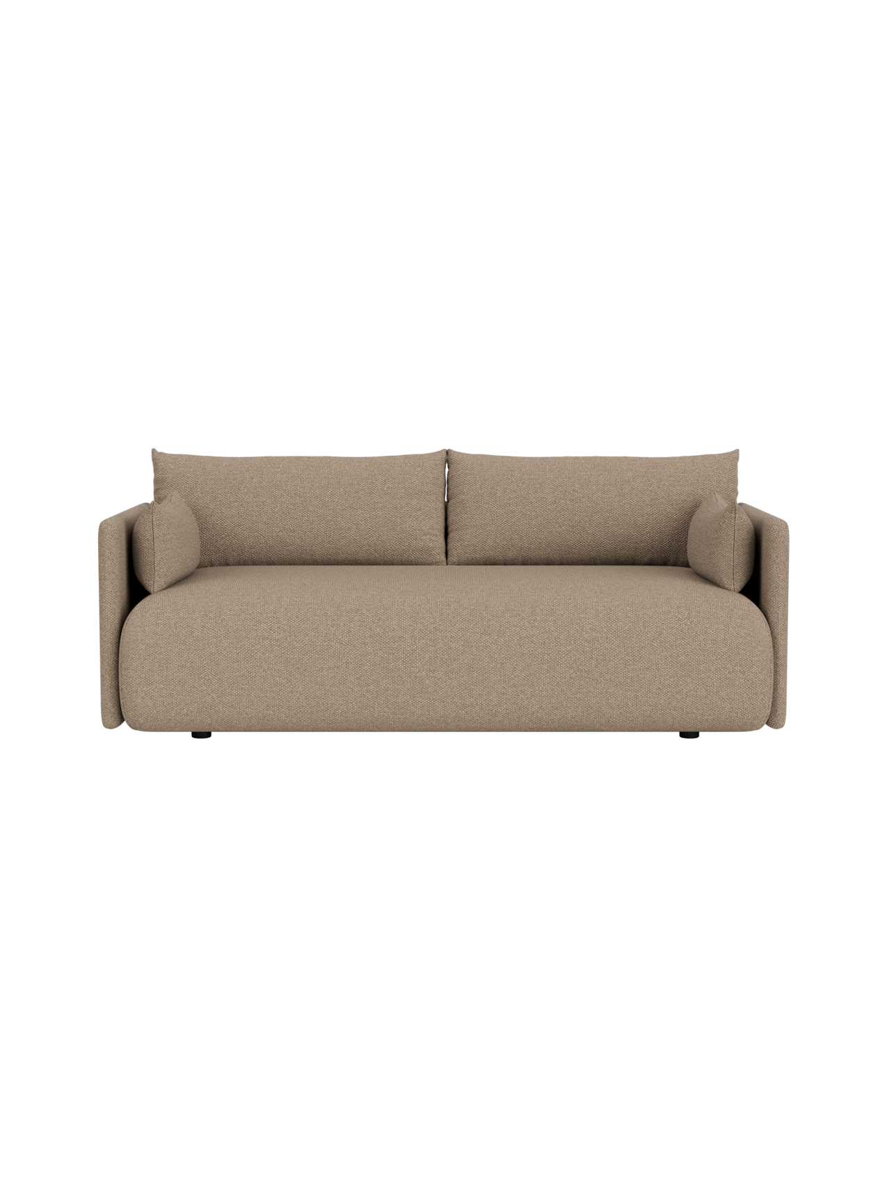 Minimalist Offset Loose Cover sofa in Logan Flint fabric, featuring a relaxed silhouette and textured taupe finish.