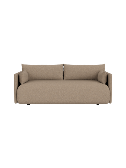 Minimalist Offset Loose Cover sofa in Logan Flint fabric, featuring a relaxed silhouette and textured taupe finish.