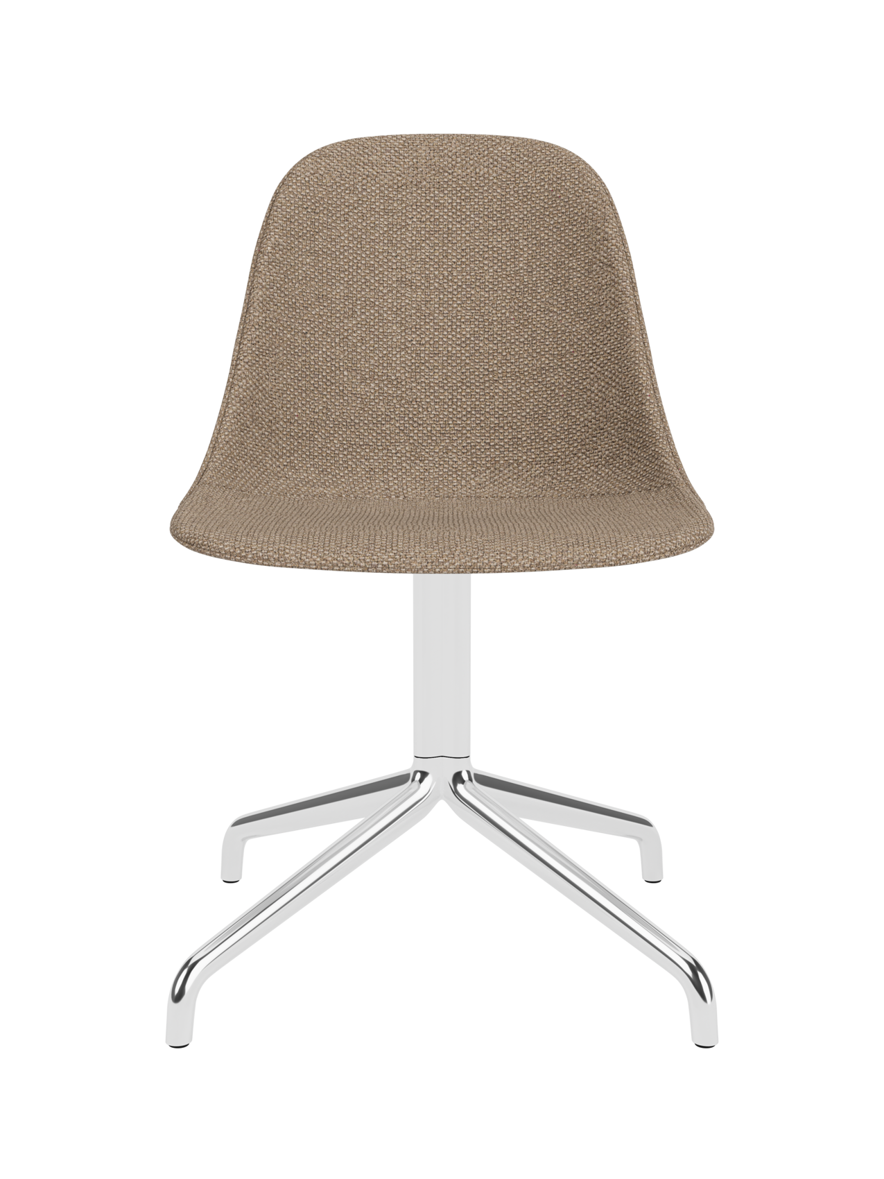 Harbour Side Dining Chair in Logan Flint upholstery with a polished aluminium star base, shown from the front.
