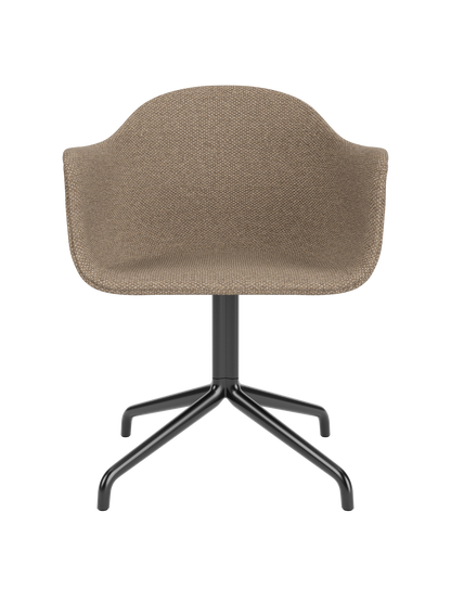 Harbour Dining Chair with textured Logan Flint upholstery and a minimalist black powder-coated star base.