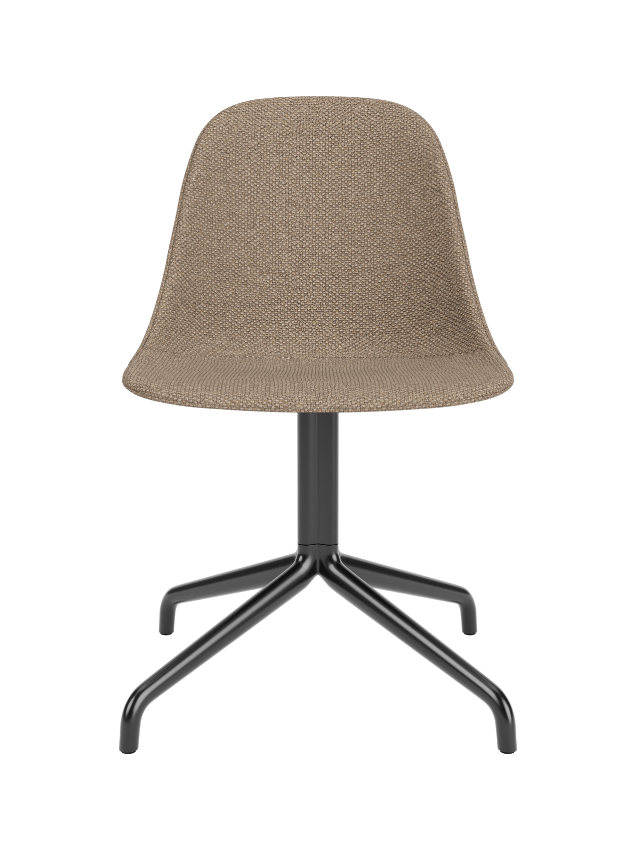 Harbour Side Dining Chair in Logan Flint upholstery with a black star swivel base, viewed from the front.