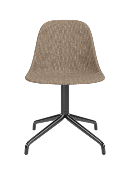 Harbour Side Dining Chair in Logan Flint upholstery with a black star swivel base, viewed from the front.