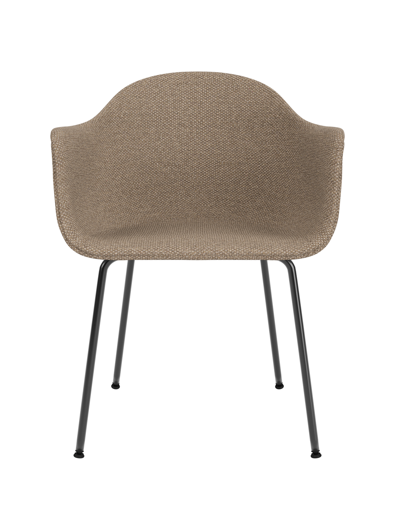 Harbour Dining Chair with textured Logan Flint upholstery and slim black steel legs against a white background.