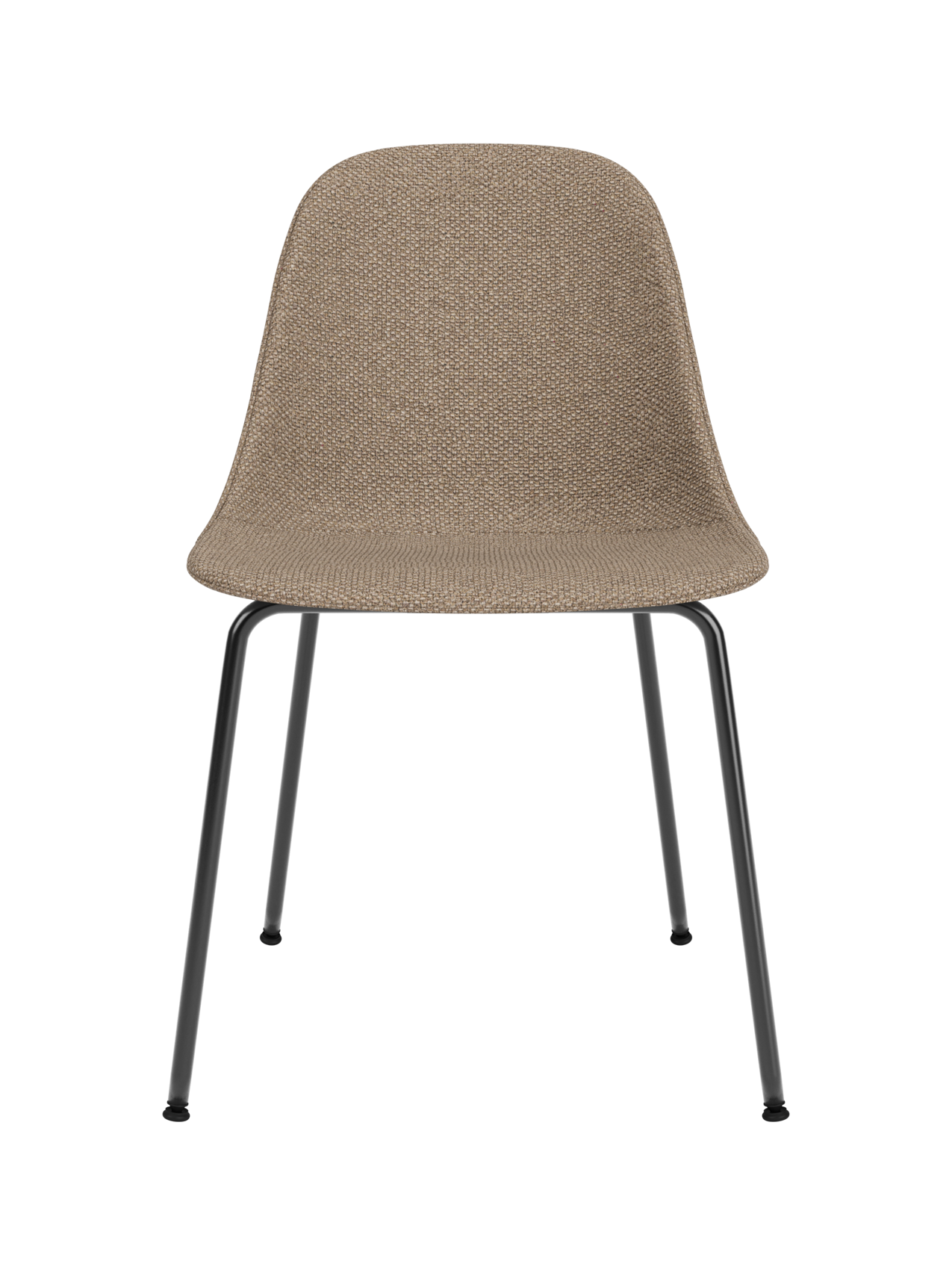 Harbour Side Dining Chair featuring textured Logan Flint upholstery and a minimalist black steel base.