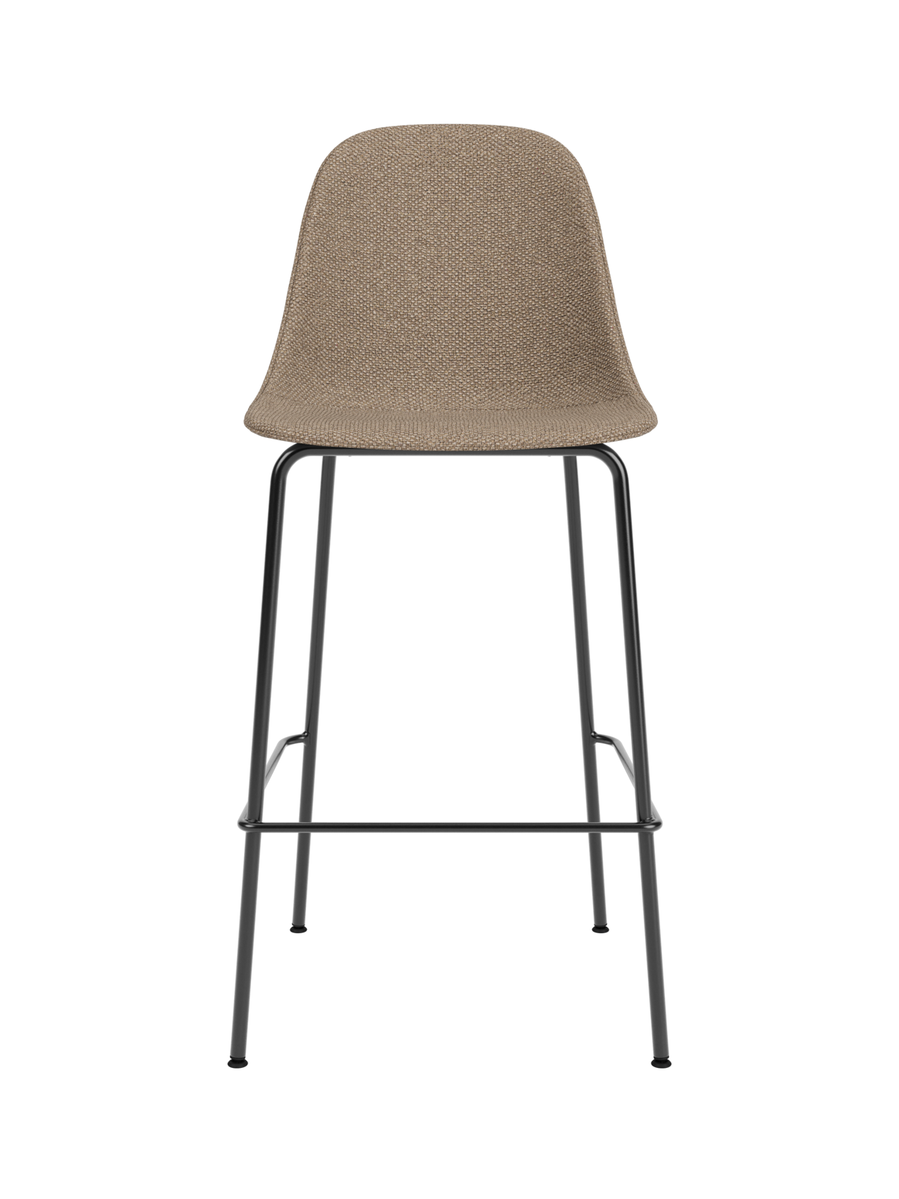 Upholstered Harbour Side Bar Chair in Logan Flint fabric with a slender black powder-coated steel base.