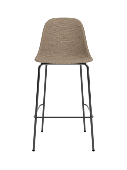 Upholstered Harbour Side Bar Chair in Logan Flint fabric with a slender black powder-coated steel base.