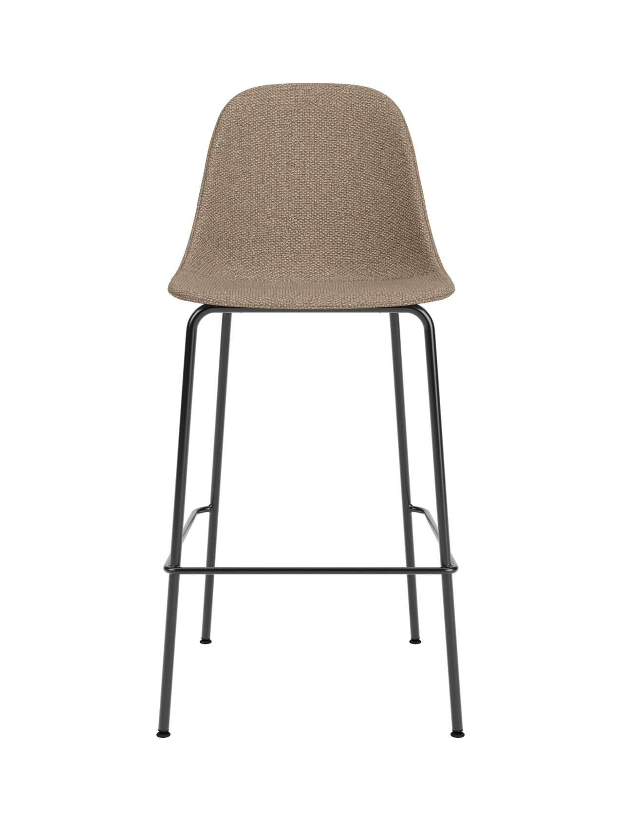 Harbour Side Counter Chair in Logan Flint upholstery with a slender black powder-coated steel base and footrest.