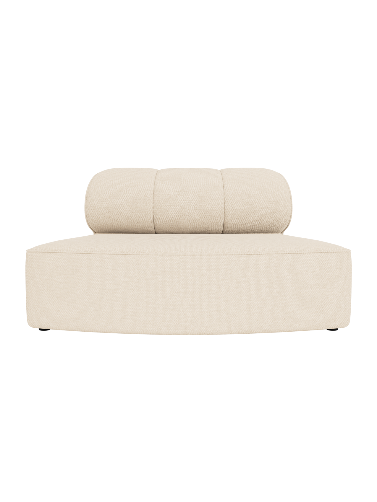 Eave Seamline Modular Sofa Convex Open Section in Logan Jasmine fabric with a curved seat and vertical seam details.