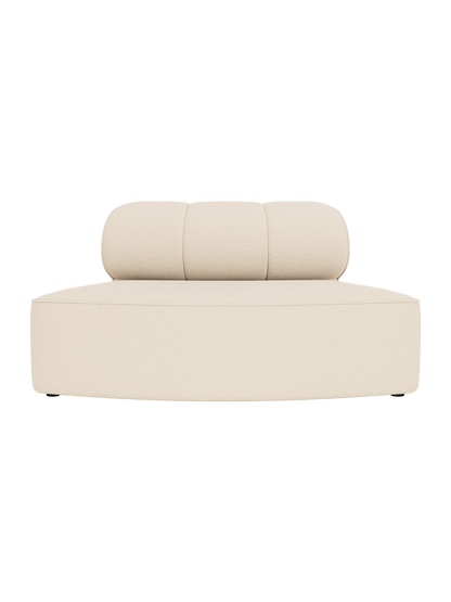 Eave Seamline Modular Sofa Convex Open Section in Logan Jasmine fabric with a curved seat and vertical seam details.