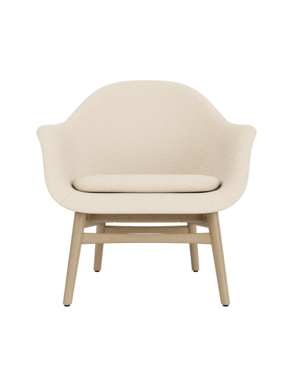Harbour Lounge Chair featuring cream Logan Jasmine upholstery and a solid natural oak wood frame.