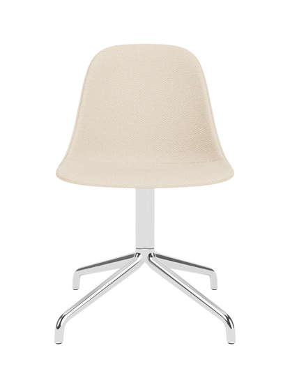 Harbour Side Dining Chair in Logan Jasmine upholstery with a polished aluminium star base on a white background.