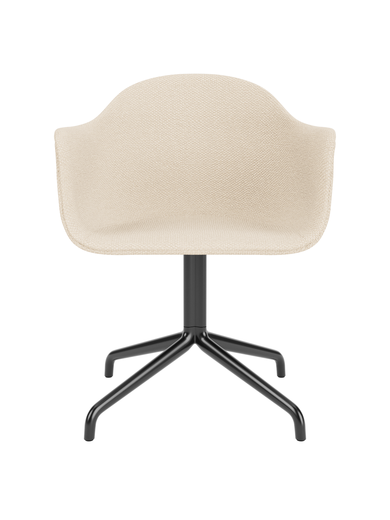 Harbour Dining Chair in Logan Jasmine upholstery featuring a sleek black star base on a white background.
