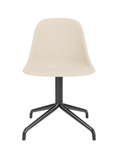 Logan Jasmine upholstered Harbour Side Dining Chair featuring a black powder-coated aluminium star swivel base.