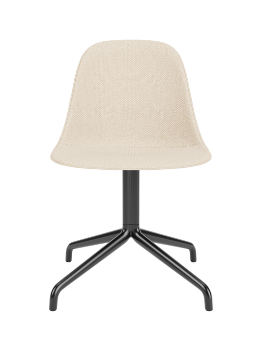 Logan Jasmine upholstered Harbour Side Dining Chair featuring a black powder-coated aluminium star swivel base.