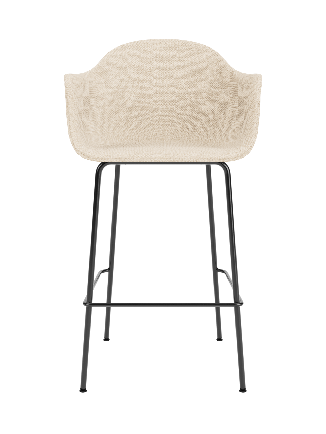 Harbour Bar Chair in Logan Jasmine cream upholstery with a slim black powder-coated steel base.