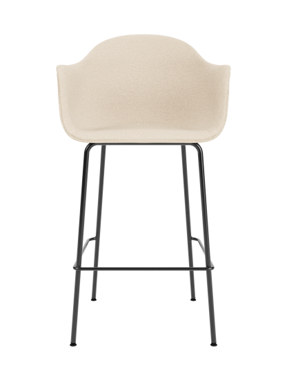 Harbour Bar Chair in Logan Jasmine cream upholstery with a slim black powder-coated steel base.