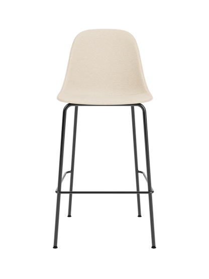 Harbour Side Bar Chair in Logan Jasmine upholstery with a slender black powder-coated steel base.