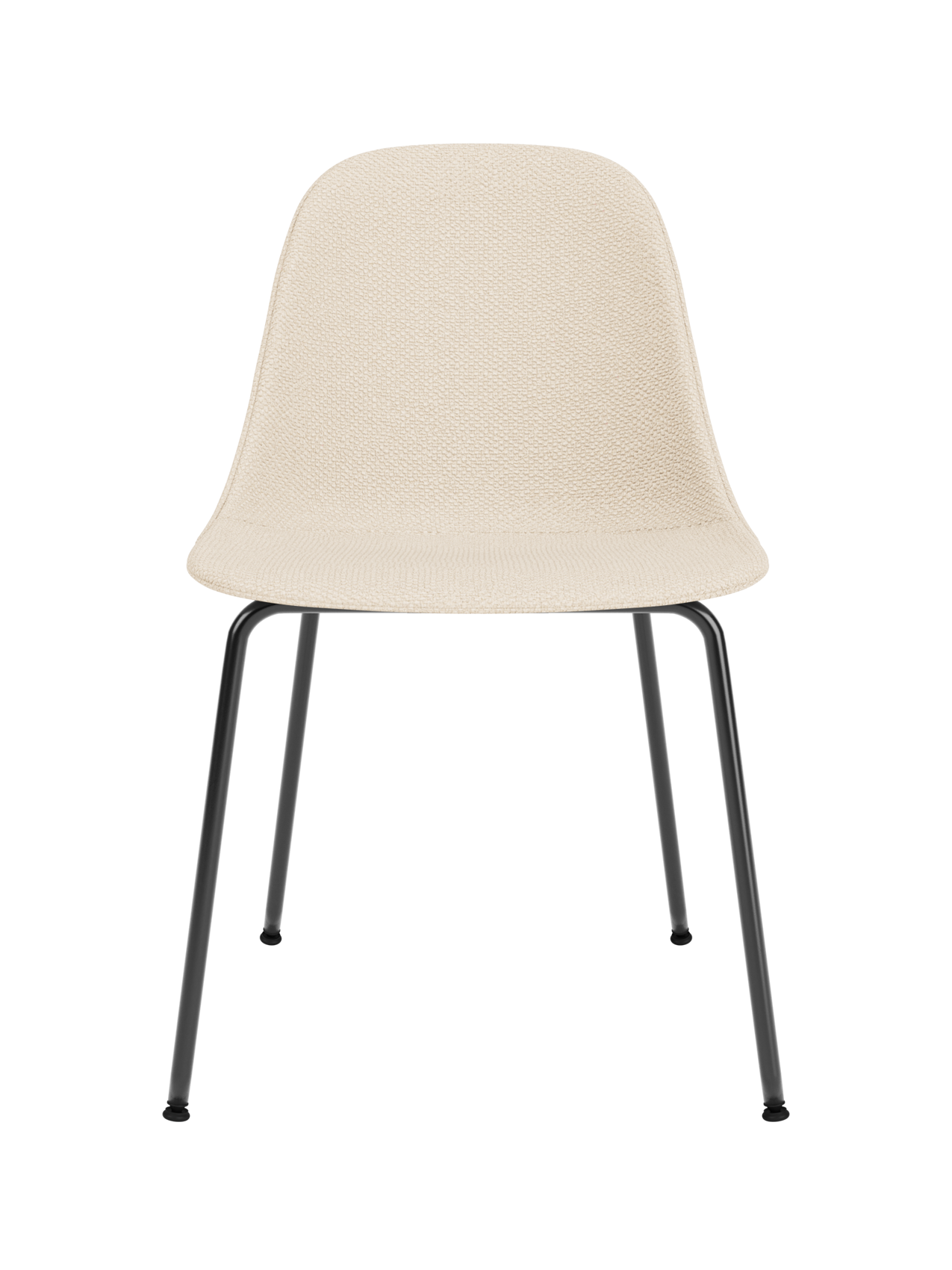 Harbour Side Dining Chair featuring a textured Logan Jasmine upholstery and slim black steel legs.