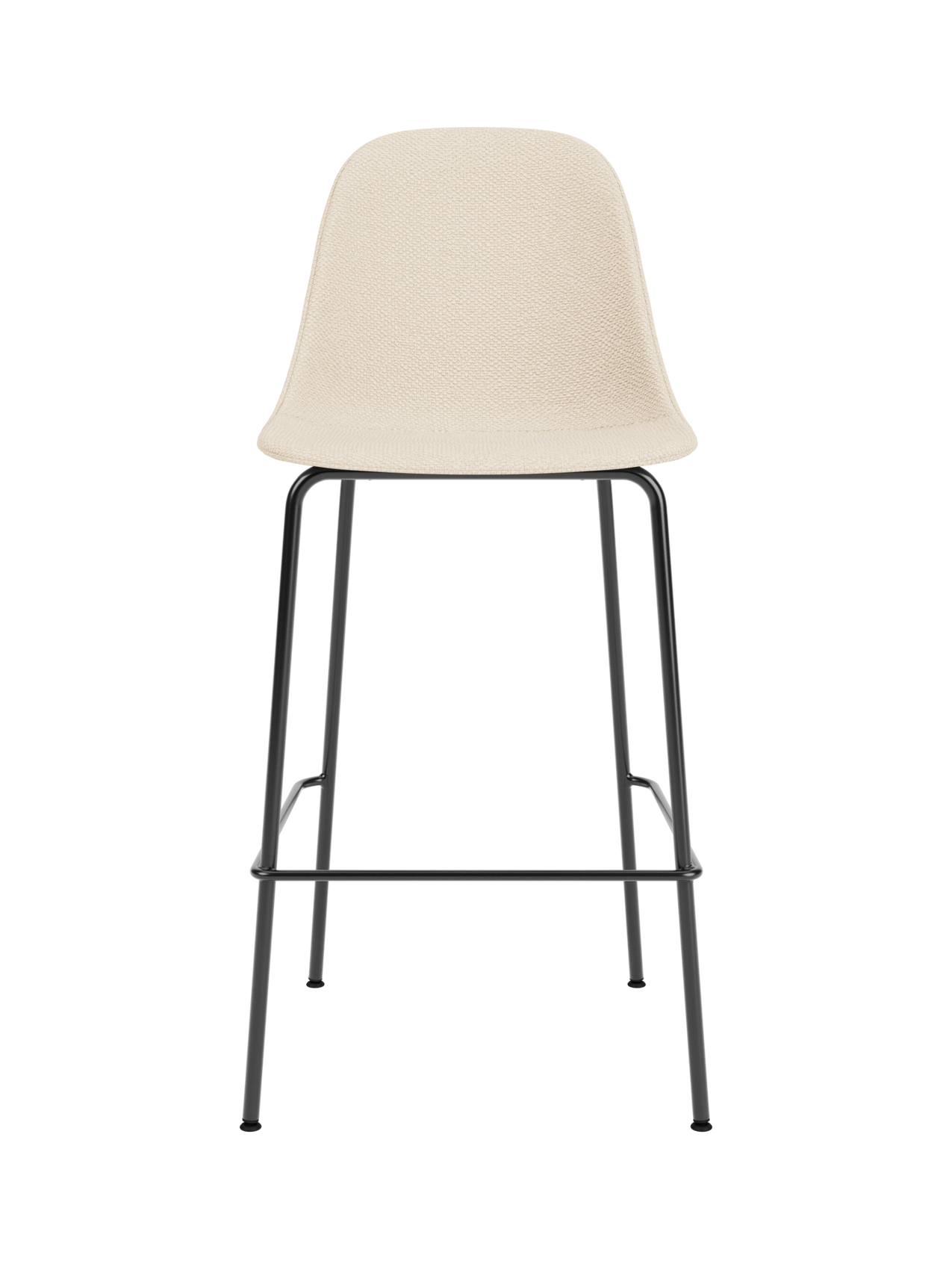 Harbour Side Counter Chair upholstered in Logan Jasmine fabric with a slender black powder-coated steel base.