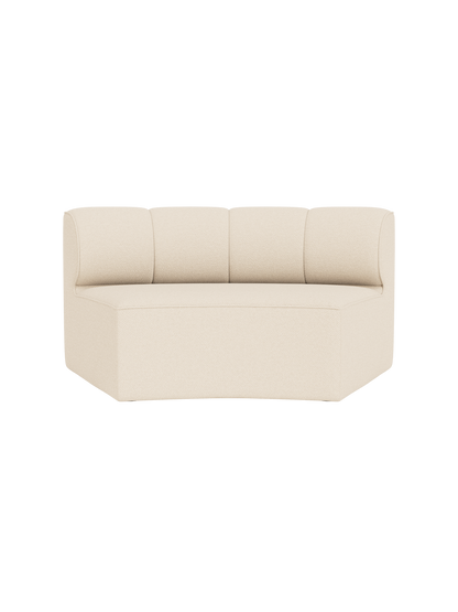Concave Eave Seamline Modular Sofa open section in cream Logan Jasmine fabric with a minimalist curved backrest.