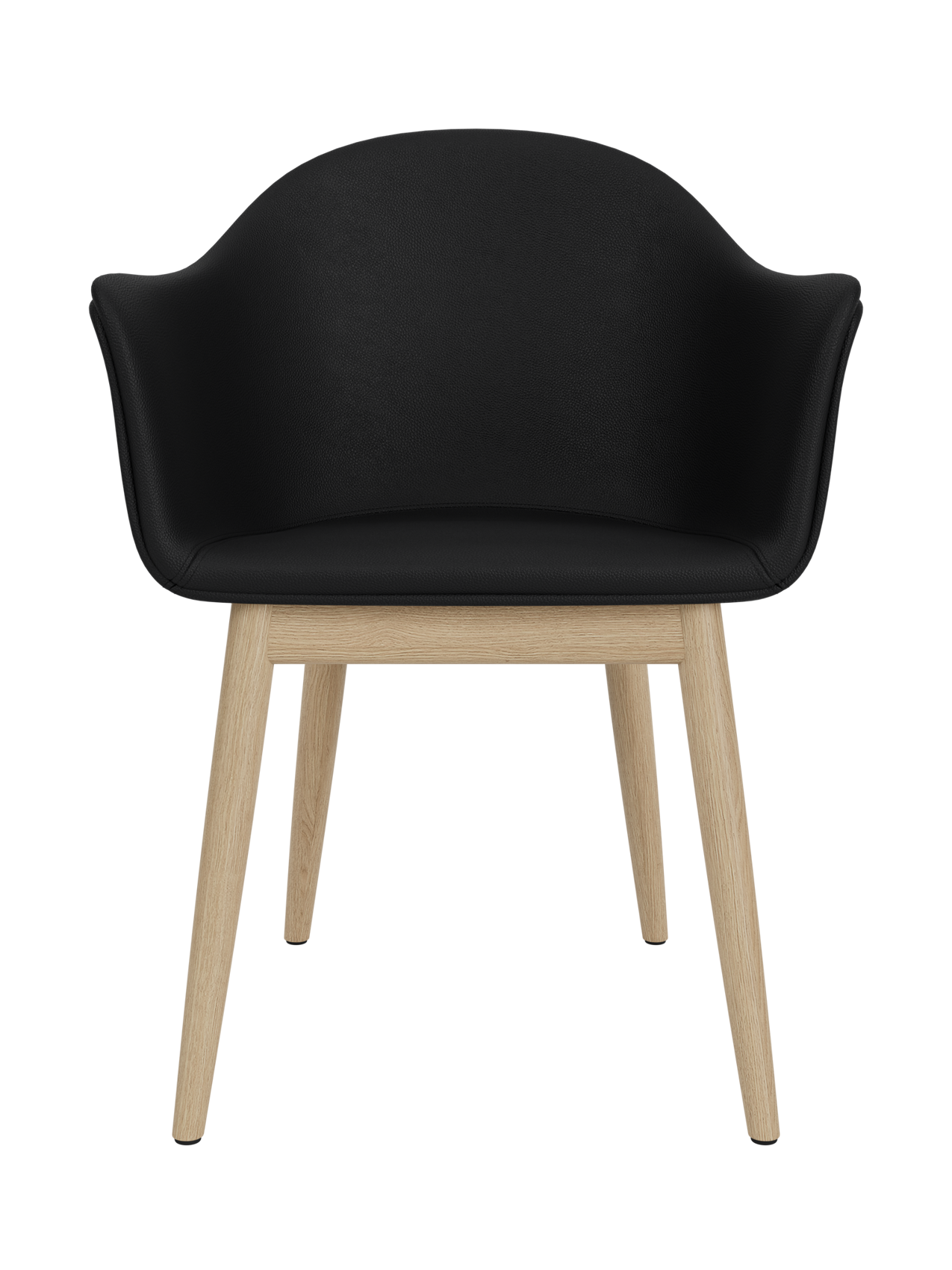 Harbour Dining Chair with a curved black Sierra 1001 upholstered shell and tapered natural oak wooden legs.