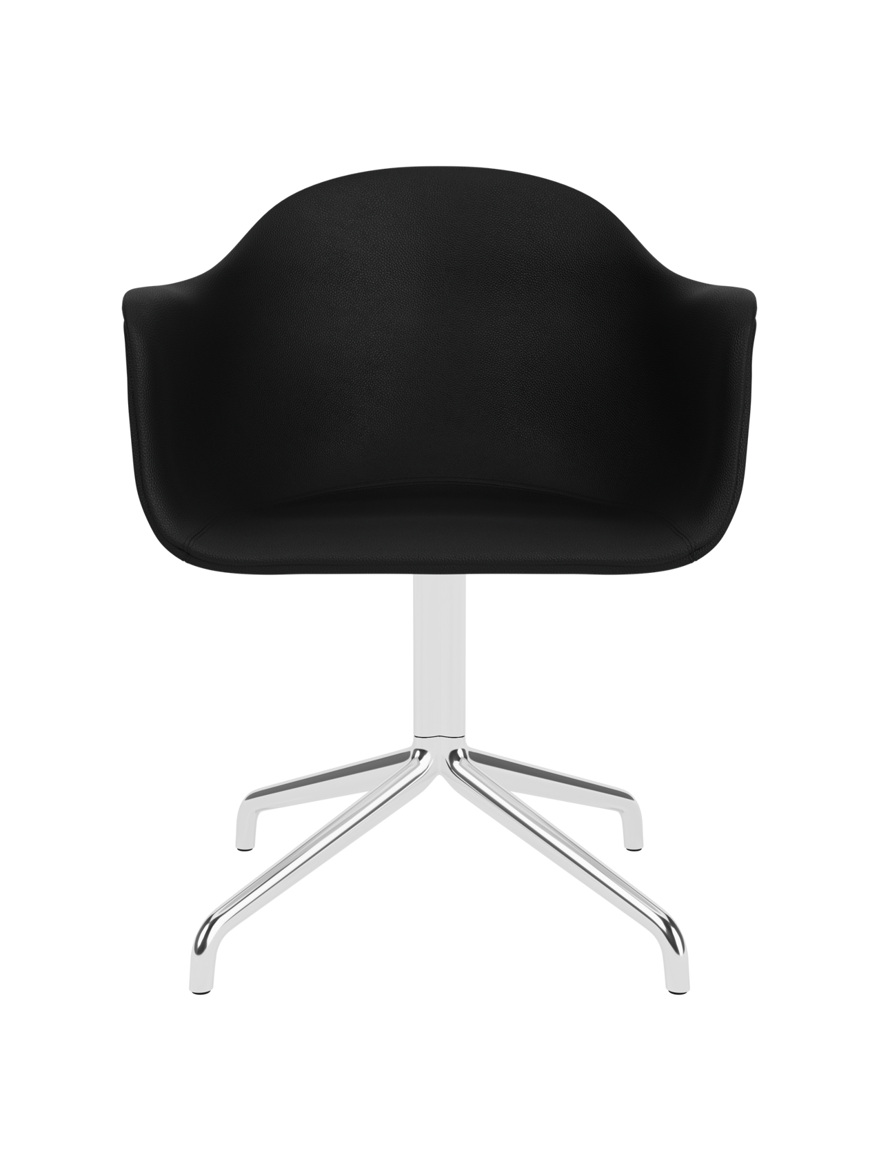 Harbour Dining Chair with black Sierra 1001 upholstery and a polished aluminium star swivel base.