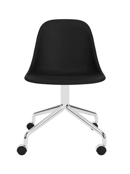 Harbour Side Dining Chair with black Sierra 1001 upholstery and a polished aluminium star base with casters.