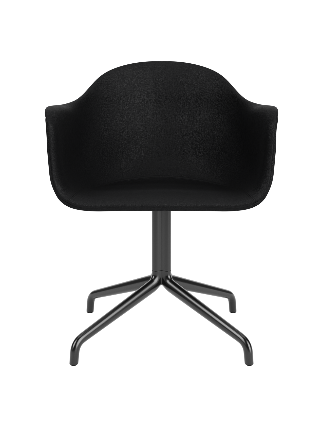 Harbour Dining Chair with Black Star Base and black Sierra 1001 leather upholstery on a white background.