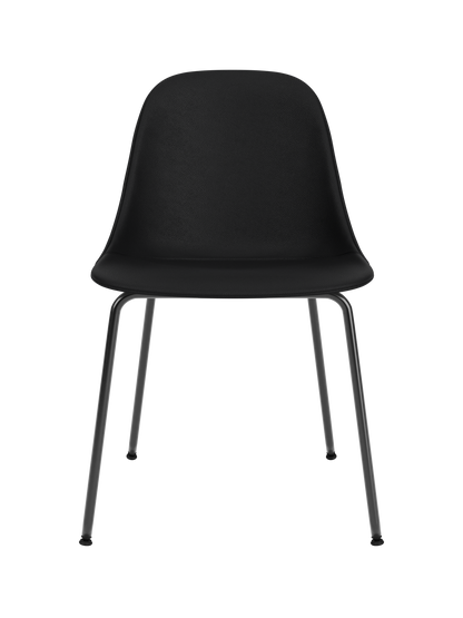 Black Harbour Side Dining Chair featuring Sierra 1001 leather upholstery and a minimalist black steel base.