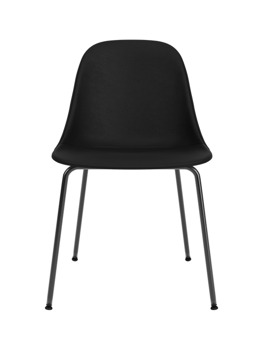 Black Harbour Side Dining Chair featuring Sierra 1001 leather upholstery and a minimalist black steel base.