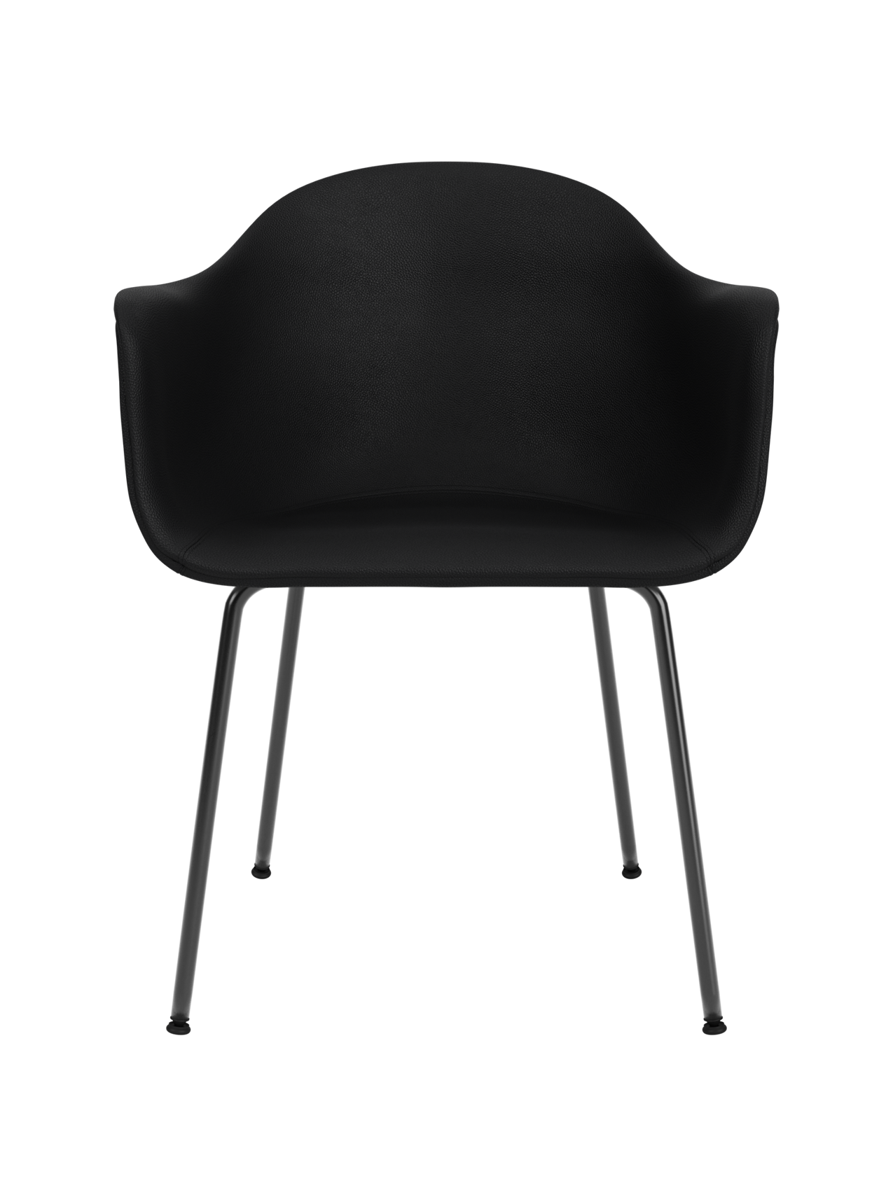 Harbour Dining Chair in black Sierra 1001 leather with a curved silhouette and slim black steel legs.