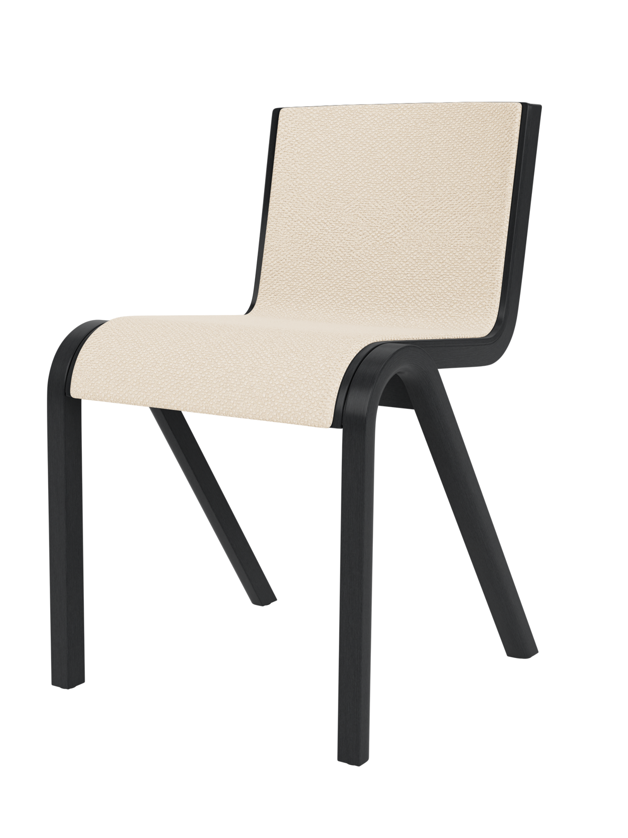 Black painted oak Ready Dining Chair with a textured Logan Jasmine off-white upholstered front.