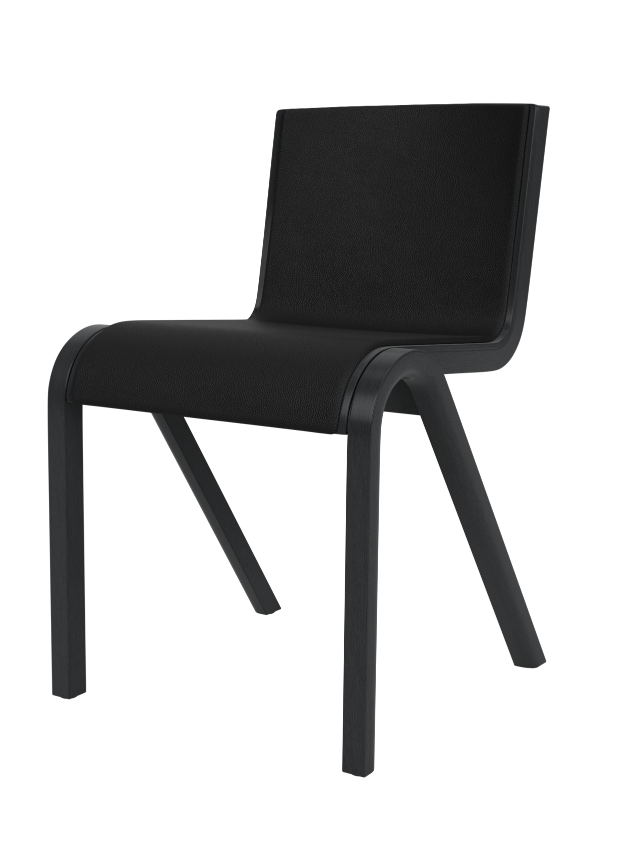 Ready Dining Chair, Front Upholstered in black Sierra 1001 leather with a matching black painted oak frame.