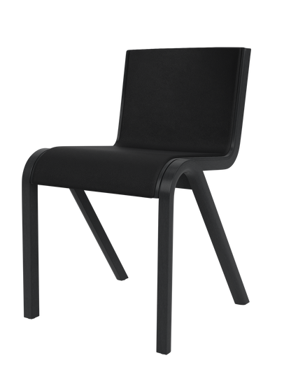 Ready Dining Chair, Front Upholstered in black Sierra 1001 leather with a matching black painted oak frame.
