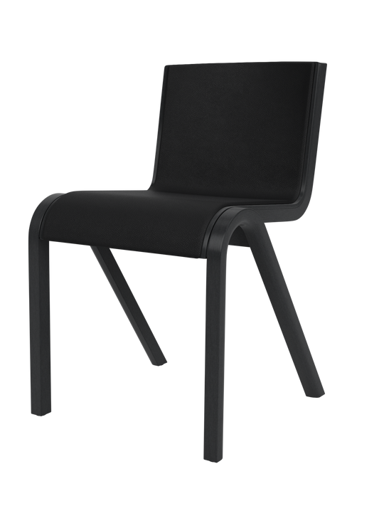 Ready Dining Chair, Front Upholstered in black Sierra 1001 leather with a matching black painted oak frame.