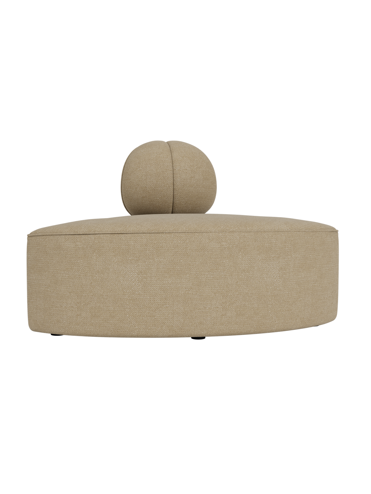 Eave Seamline Modular Sofa Convex Corner in beige Audo Bouclé 02 fabric with a rounded, architectural backrest.