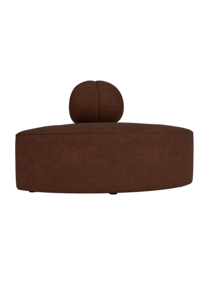 Convex corner module of the Eave Seamline Modular Sofa in textured brown Audo Bouclé 08 with a soft, rounded backrest.