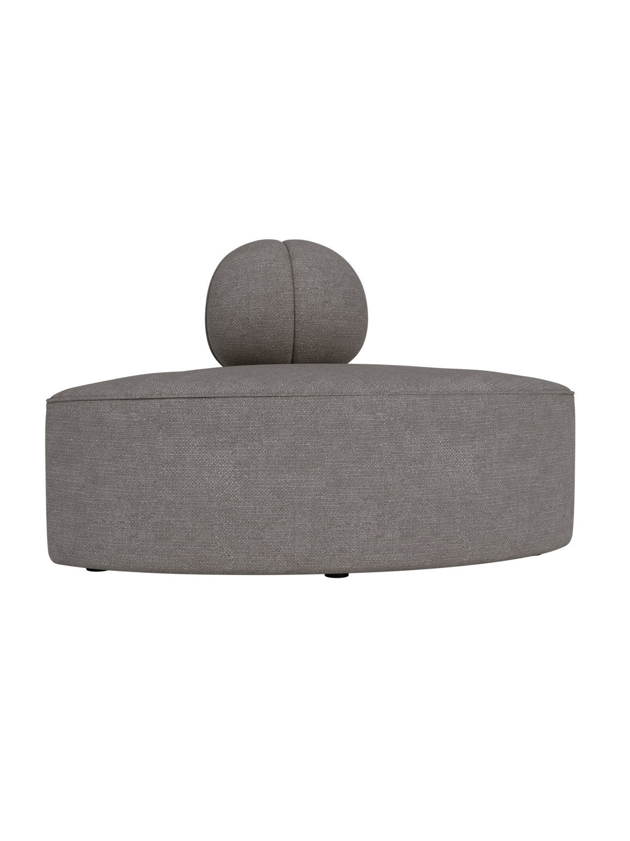 Eave Seamline Modular Sofa Convex Corner in grey Audo Bouclé 16 fabric featuring a rounded, sculptural backrest.