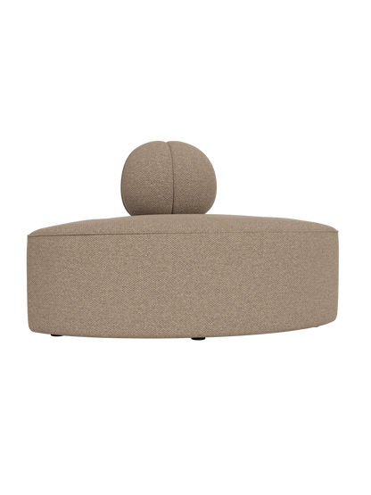 Logan Flint Eave Seamline Modular Sofa convex corner module with a curved back in textured brown fabric.