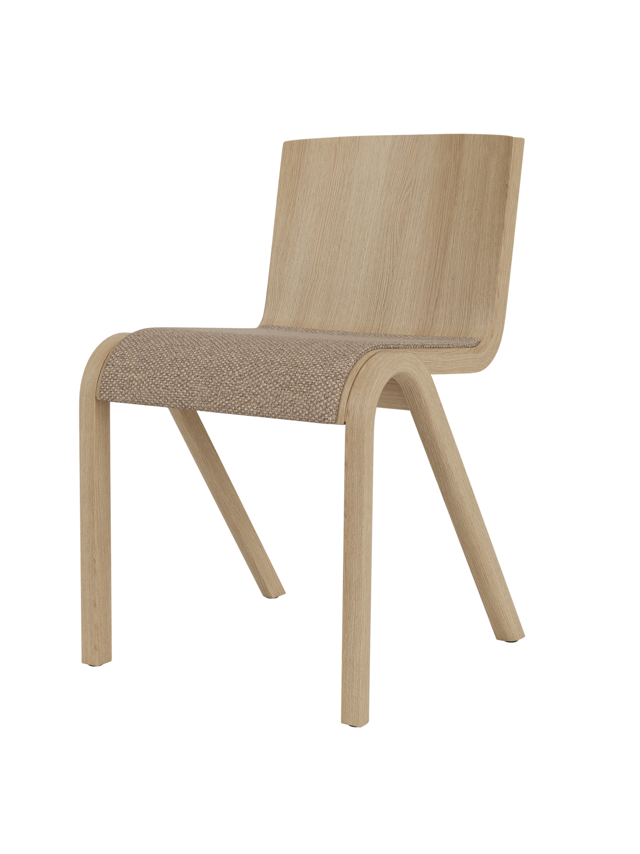 Ready Dining Chair in natural oak with Logan Flint upholstered seat, featuring a modern cantilevered silhouette.