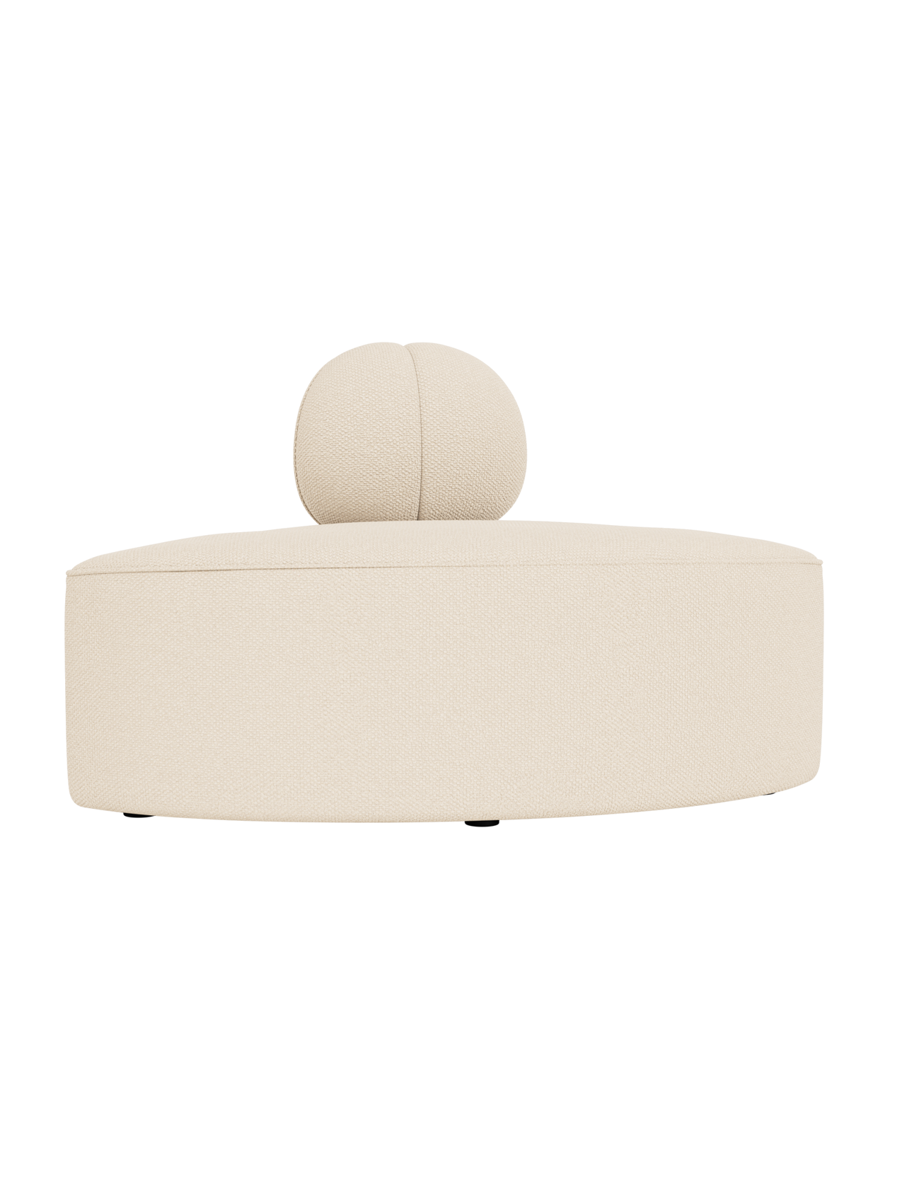 Curved Eave Seamline Modular Sofa Convex Corner in Logan Jasmine cream upholstery, featuring a rounded backrest.