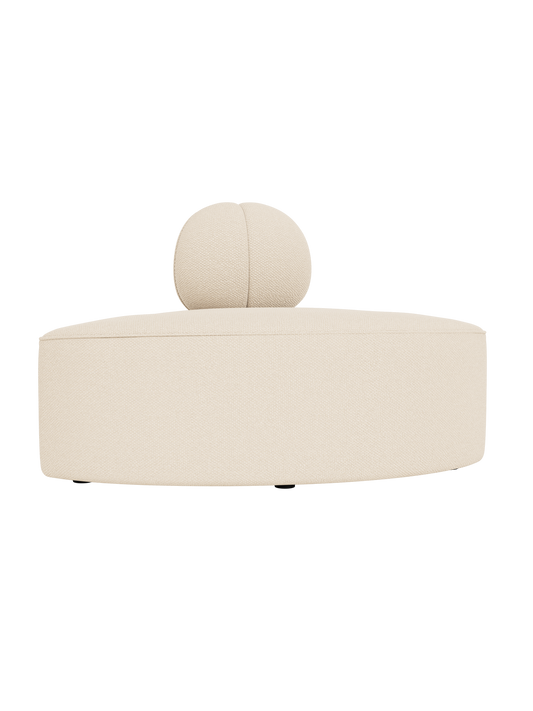 Curved Eave Seamline Modular Sofa Convex Corner in Logan Jasmine cream upholstery, featuring a rounded backrest.