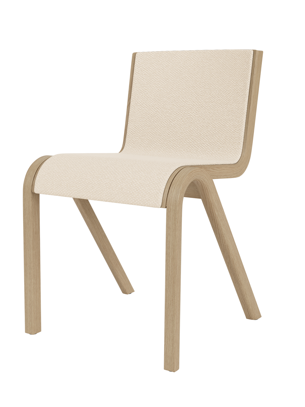 Ready Dining Chair in natural oak with Logan Jasmine front upholstery, featuring a modern cantilevered frame.