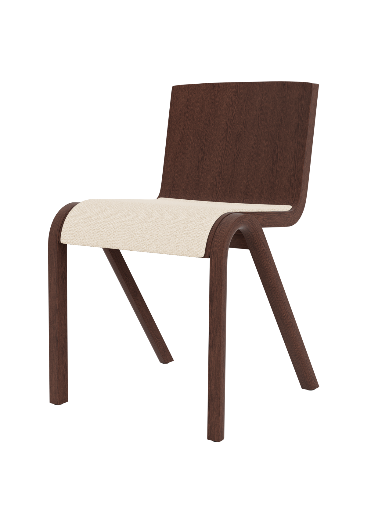 Ready Dining Chair in red stained oak with a cream Logan Jasmine upholstered seat and sculptural cantilevered frame.