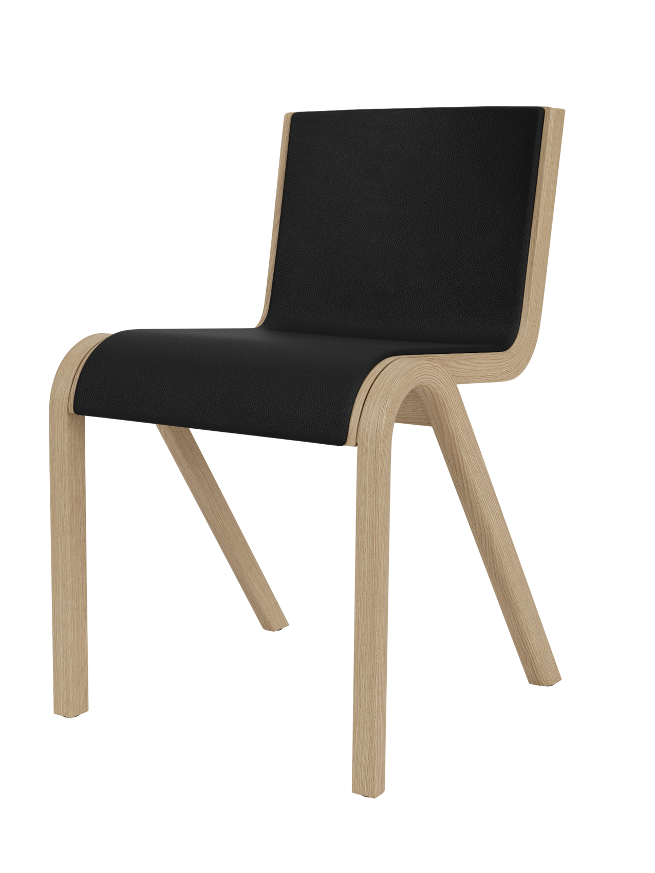 Ready Dining Chair in natural oak with black Sierra 1001 front upholstery and a minimalist, cantilevered frame.