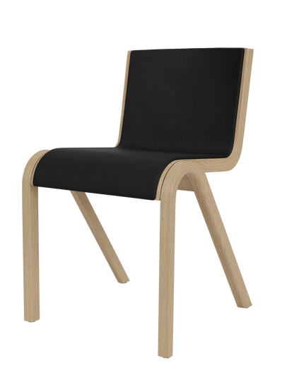 Ready Dining Chair in natural oak with black Sierra 1001 front upholstery and a minimalist, cantilevered frame.